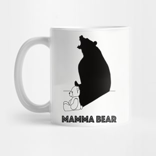 Mamma Bear illustration of cute teddybear with a roaring black bear shadow Mug